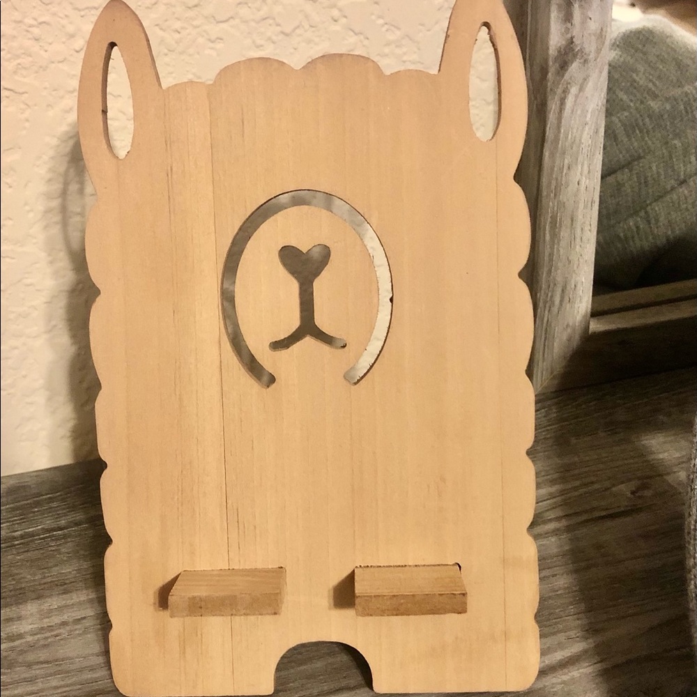 Llama Shaped Wood Phobe / iPad holder